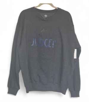 Flip Table "Judge!" Letters in Blue Sweatshirt Size Large (42-44)