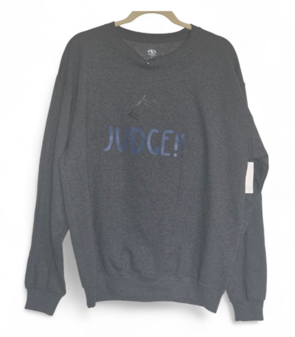 judgeblue Flip Table "Judge!" Letters in Blue Sweatshirt Size Large (42-44)